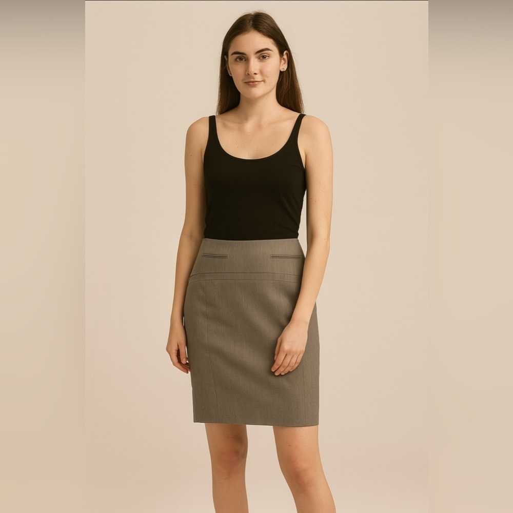 Express Elegant Gray Natural Waist Pencil Skirt    Size-4